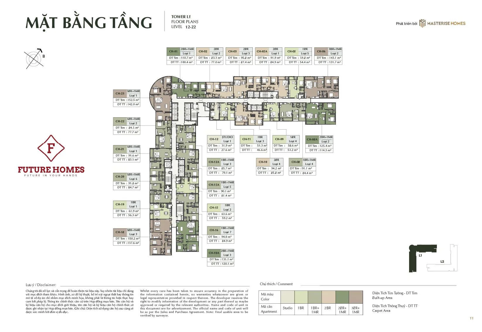 Mặt bằng tầng điển hình Tòa L1 (tầng 12–22)