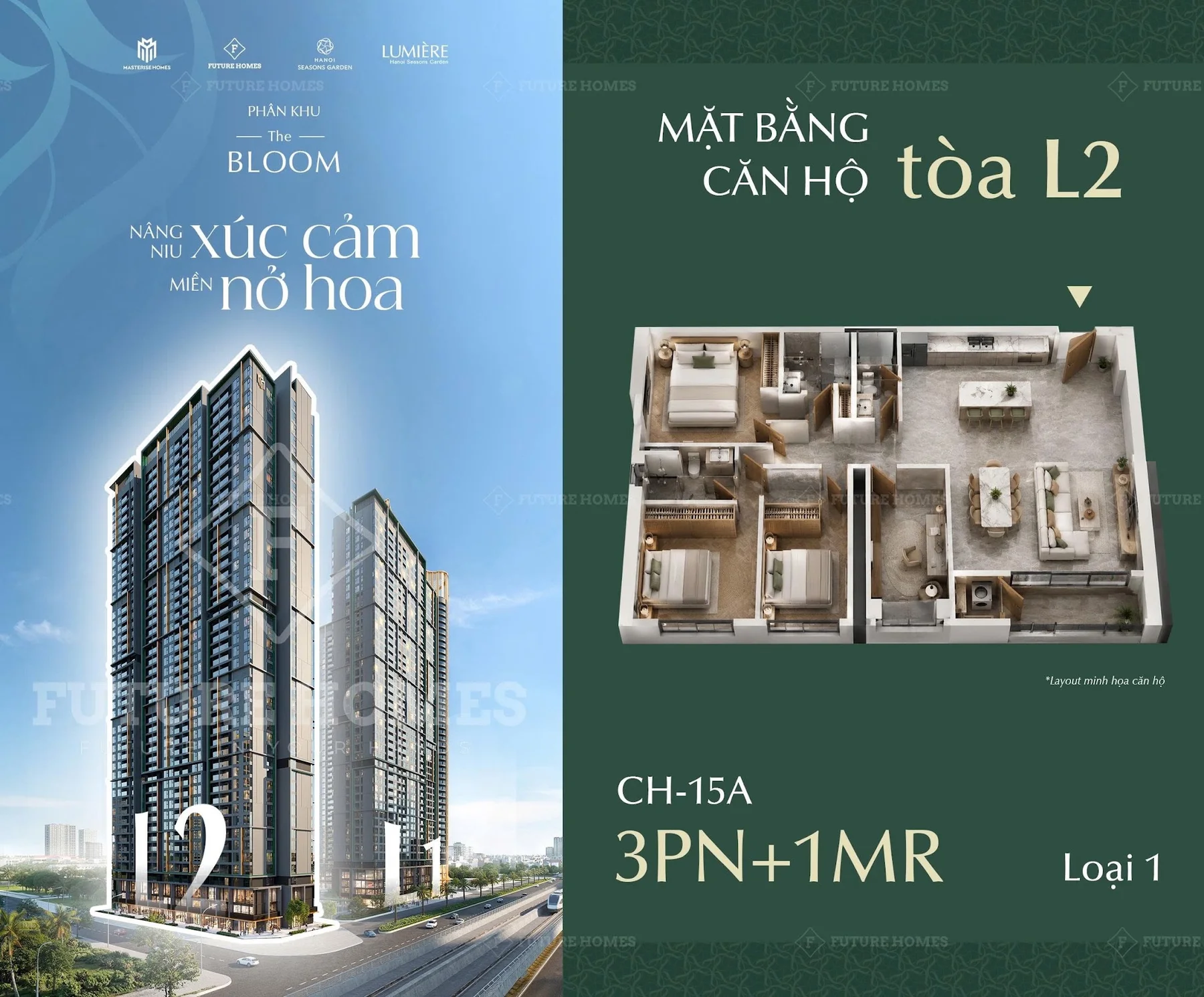 Mặt bằng căn hộ điển hình Tòa L2